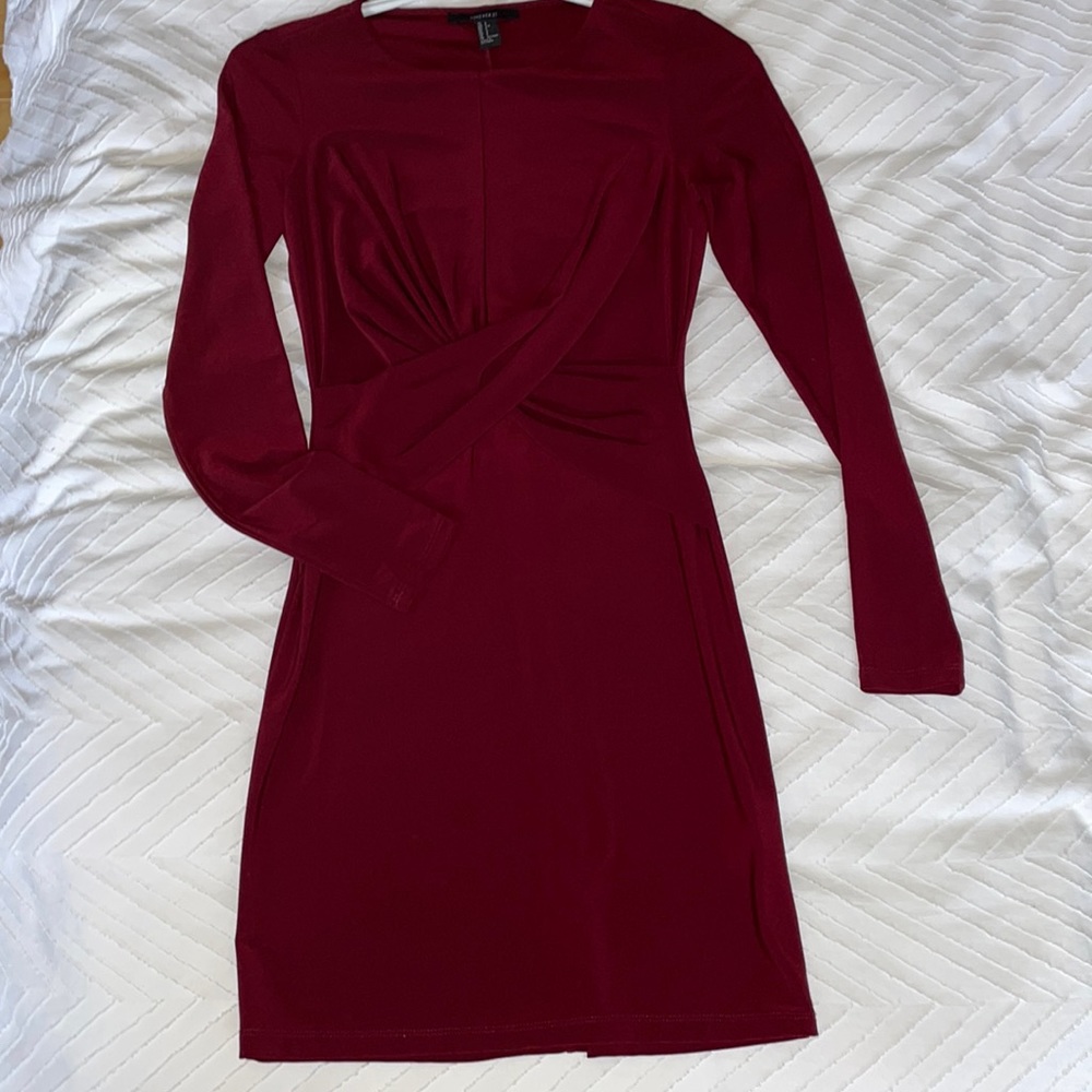 Burgundy long sleeve dress